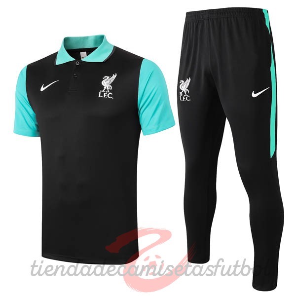 Conjunto Completo Polo Liverpool 2020 2021 Negro Verde Camisetas Originales Baratas