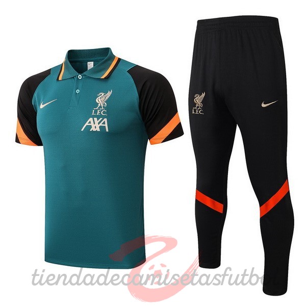 Conjunto Completo Polo Liverpool 2021 2022 Verde Negro Naranja Camisetas Originales Baratas