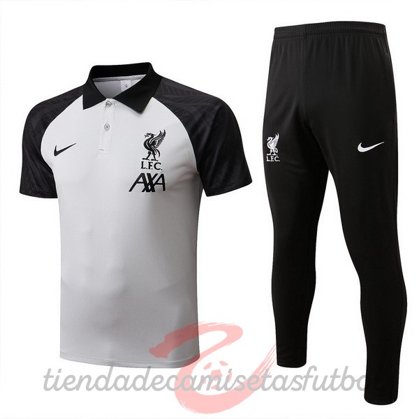 Conjunto Completo Polo Liverpool 2022 2023 Blanco Negro Camisetas Originales Baratas