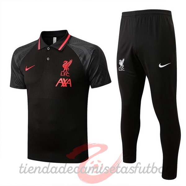 Conjunto Completo Polo Liverpool 2022 2023 Negro Rojo Camisetas Originales Baratas