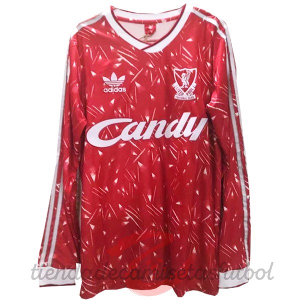 Casa Manga Larga Liverpool Retro 1989 1991 Rojo Camisetas Originales Baratas
