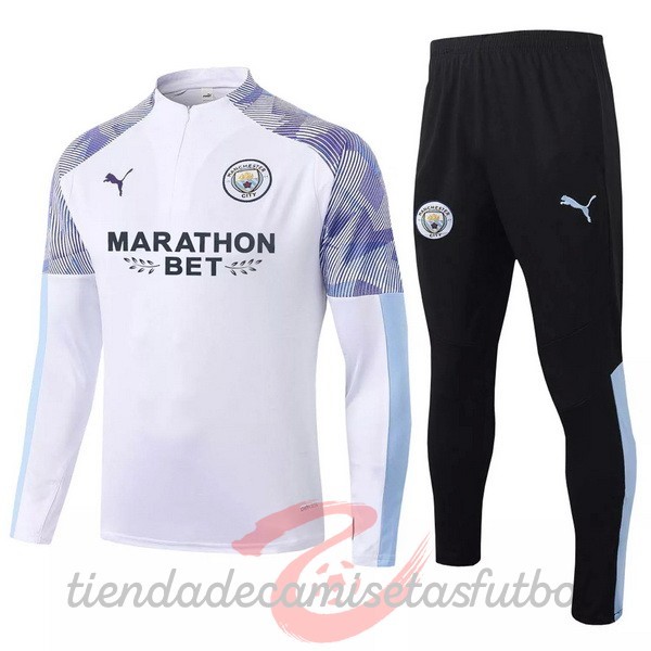 Chandal Manchester City 2020 2021 Blanco Purpura Camisetas Originales Baratas