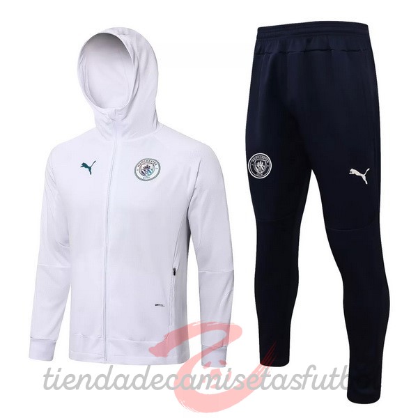 Chaqueta Con Capucha Manchester City 2021 2022 Blanco Negro Camisetas Originales Baratas