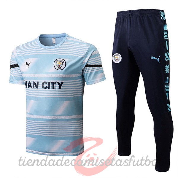 Entrenamiento Conjunto Completo Manchester City 2022 2023 Azul Camisetas Originales Baratas