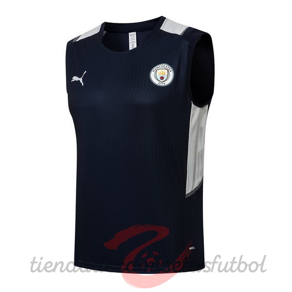 Entrenamiento Sin Mangas Manchester City 2021 2022 Azul Marino Camisetas Originales Baratas