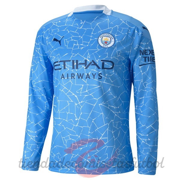 Casa Manga Larga Manchester City 2020 2021 Azul Camisetas Originales Baratas