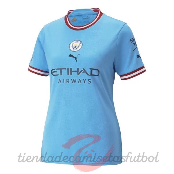 Casa Camiseta Mujer Manchester City 2022 2023 Azul Camisetas Originales Baratas