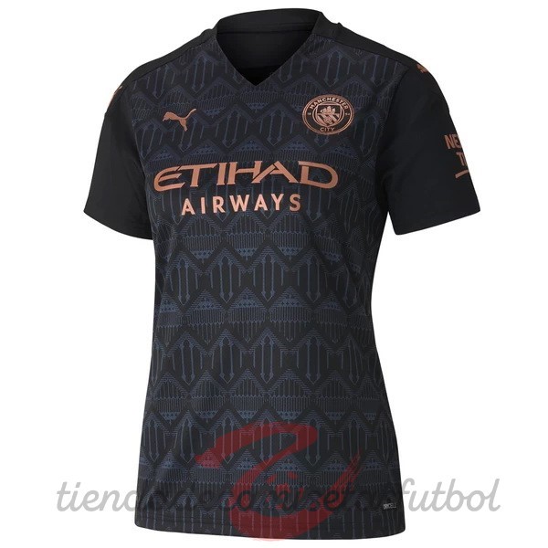 Segunda Camiseta Mujer Manchester City 2020 2021 Negro Camisetas Originales Baratas
