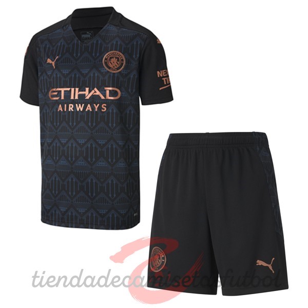 Segunda Conjunto De Niños Manchester City 2020 2021 Negro Camisetas Originales Baratas