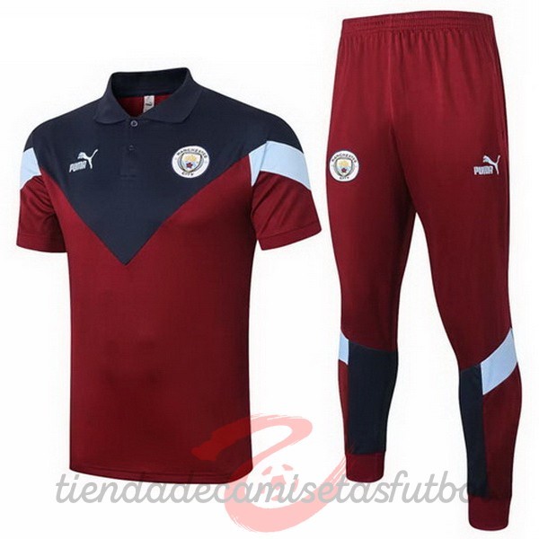 Conjunto Completo Polo Manchester City 2020 2021 Borgona Camisetas Originales Baratas