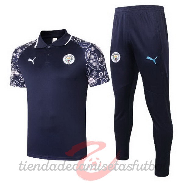 Conjunto Completo Polo Manchester City 2020 2021 Purpura Negro Camisetas Originales Baratas