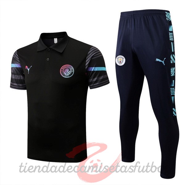 Conjunto Completo Polo Manchester City 2022 2023 Negro Camisetas Originales Baratas
