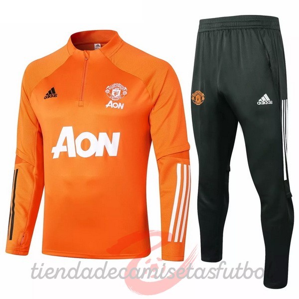 Chandal Manchester United 2020 2021 Naranja Negro Camisetas Originales Baratas