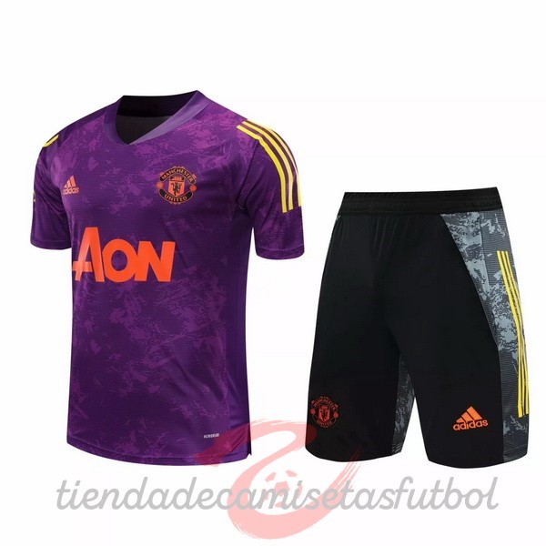 Entrenamiento Conjunto Completo Manchester United 2020 2021 Purpura Camisetas Originales Baratas