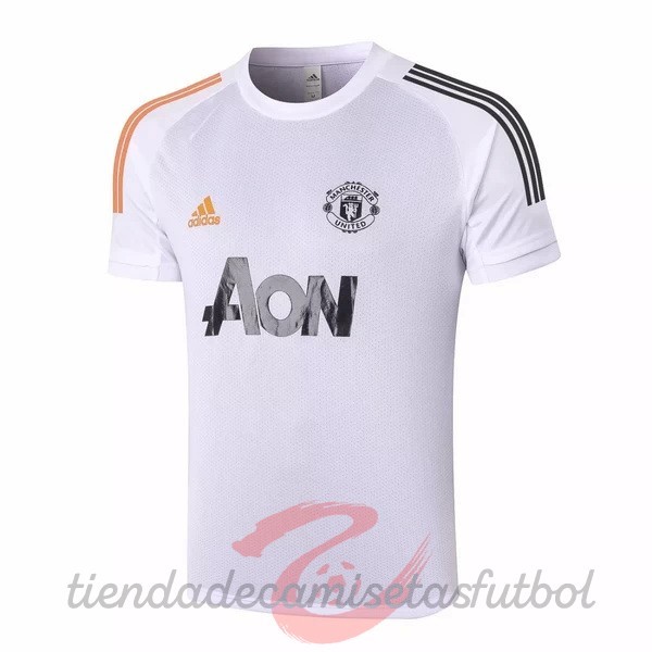 Entrenamiento Manchester United 2020 2021 Blanco Naranja Negro Camisetas Originales Baratas