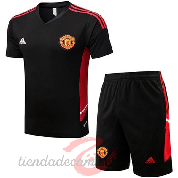 Entrenamiento Conjunto Completo Manchester United 22 23 Negro I Rojo Camisetas Originales Baratas