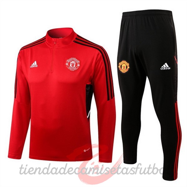Chandal Niños Manchester United 2022 2023 Rojo I Negro Camisetas Originales Baratas