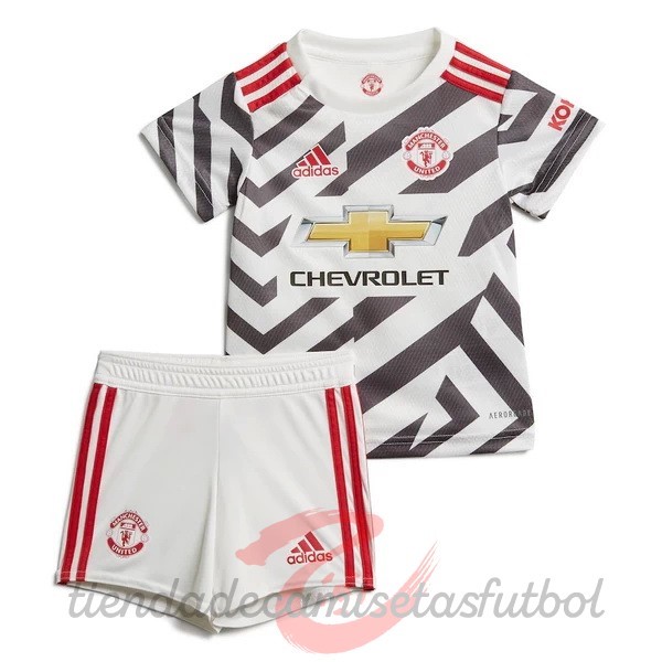 Tercera Conjunto De Niños Manchester United 2020 2021 Blanco Camisetas Originales Baratas