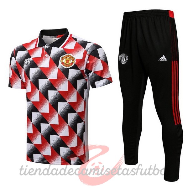 Conjunto Completo Polo Manchester United 2022 2023 Rojo Blanco Negro Camisetas Originales Baratas