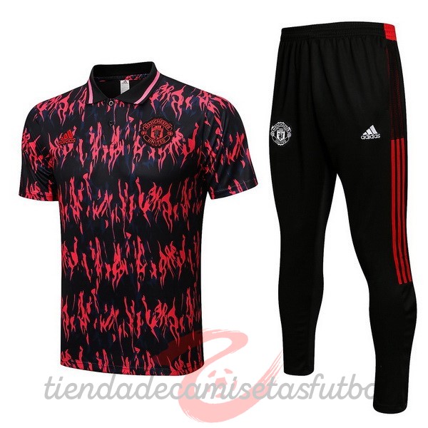 Conjunto Completo Polo Manchester United 2022 2023 Rojo I Negro Camisetas Originales Baratas