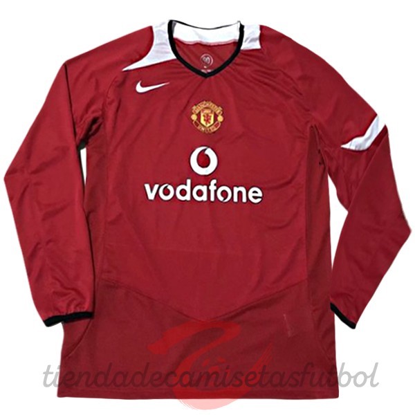 Casa Camiseta Manga Larga Manchester United Retro 2005 2006 Rojo Camisetas Originales Baratas