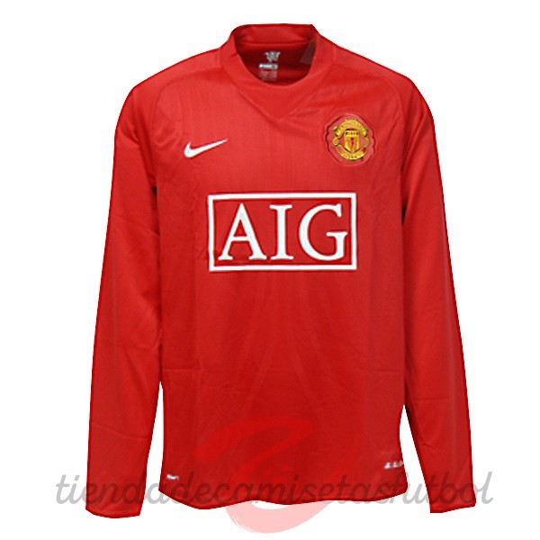 Casa Manga Larga Camiseta Manchester United Retro 2007 2008 Rojo Camisetas Originales Baratas