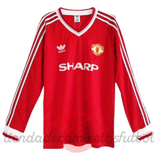 Casa Manga Larga Manchester United Retro 1986 Rojo Camisetas Originales Baratas