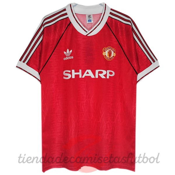 Casa Camiseta Manchester United Retro 1991 1992 Rojo Camisetas Originales Baratas