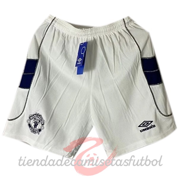 Segunda Pantalones Manchester United Retro 2000 2001 Blanco Camisetas Originales Baratas