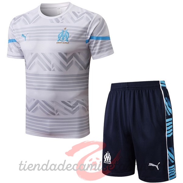 Entrenamiento Conjunto Completo Marsella 2022 2023 Blanco Azul Camisetas Originales Baratas