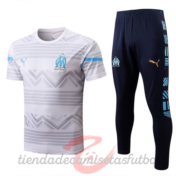 Entrenamiento Conjunto Completo Marsella 2022 2023 Blanco I Azul Camisetas Originales Baratas