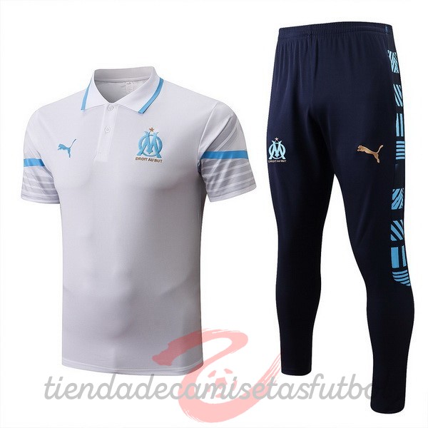 Conjunto Completo Polo Marsella 2022 2023 Blanco Azul Camisetas Originales Baratas