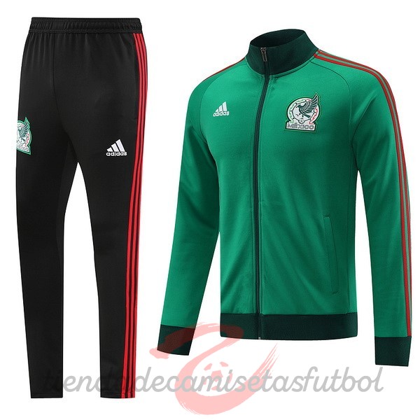 Conjunto Completo Ropa Deportiva Con Cremallera Larga México 2022 Verde I Negro Camisetas Originales Baratas