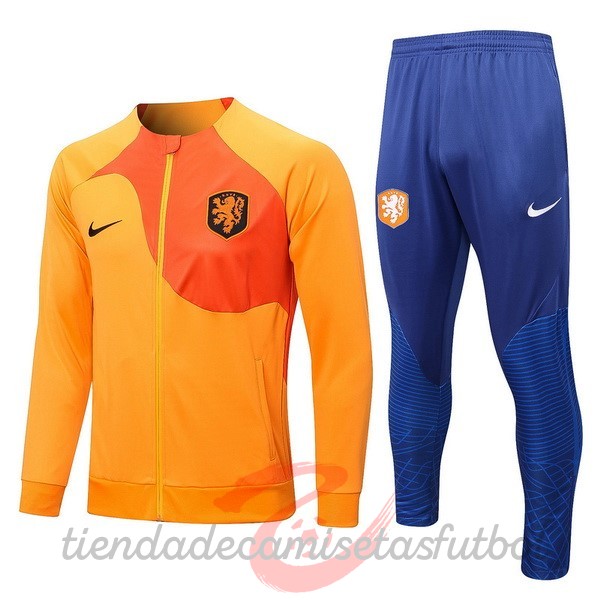 Chandal Países Bajos 2022 Naranja Azul Camisetas Originales Baratas