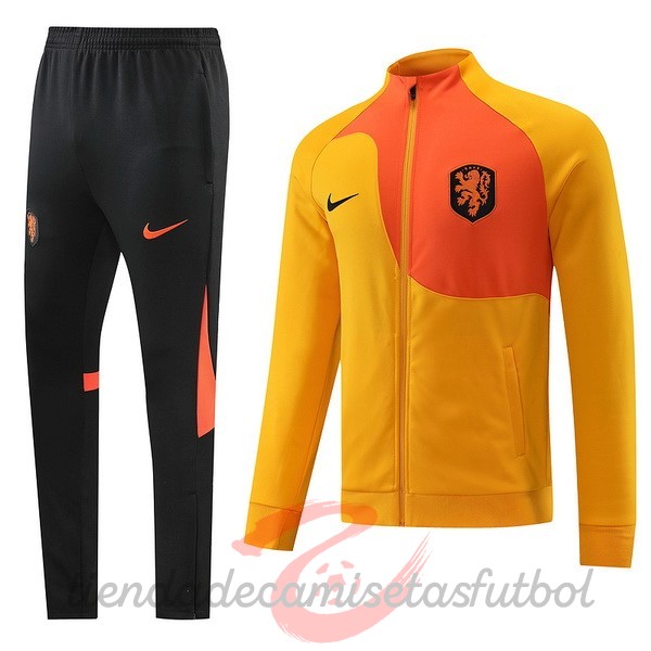 Conjunto Completo Ropa Deportiva Con Cremallera Larga Países Bajos 2022 Naranja Negro Camisetas Originales Baratas