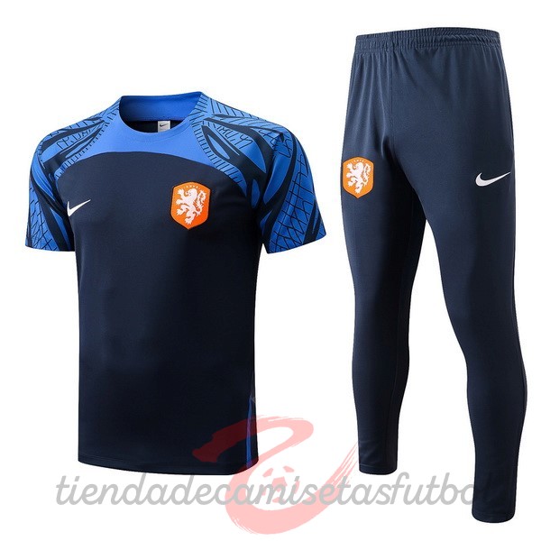 Entrenamiento Conjunto Completo Países Bajos 2022 Azul Marino Camisetas Originales Baratas
