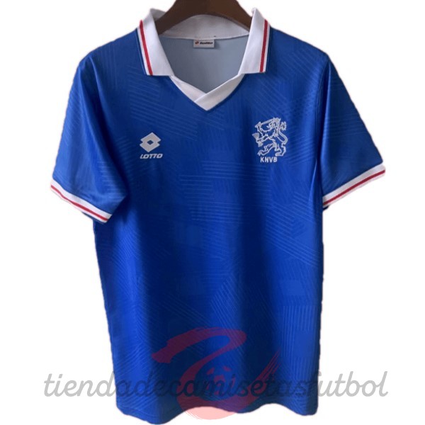 Segunda Camiseta Países Bajos Retro 1991 Azul Camisetas Originales Baratas