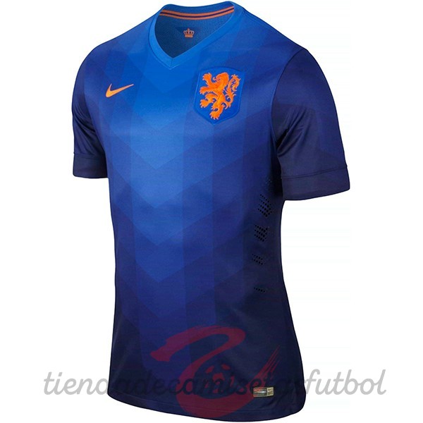 Segunda Camiseta Países Bajos Retro 2014 Azul Camisetas Originales Baratas
