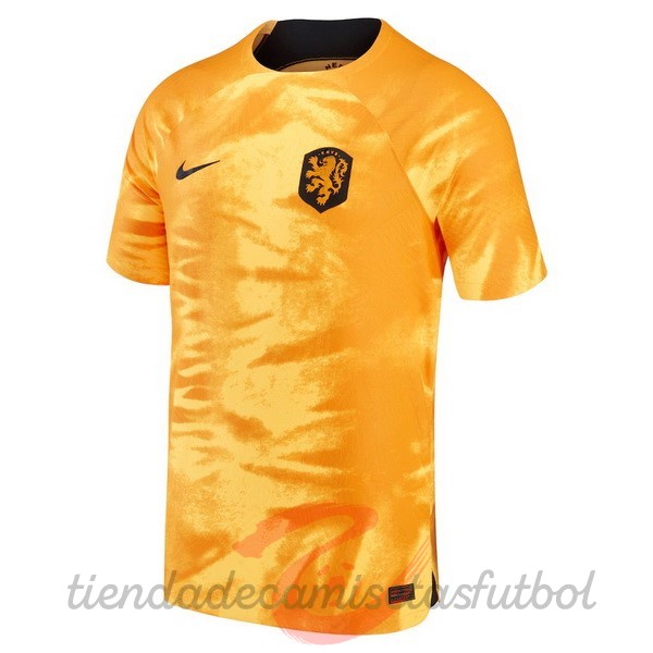 Tailandia Casa Jugadores Camiseta Países Bajos 2022 Amarillo Camisetas Originales Baratas