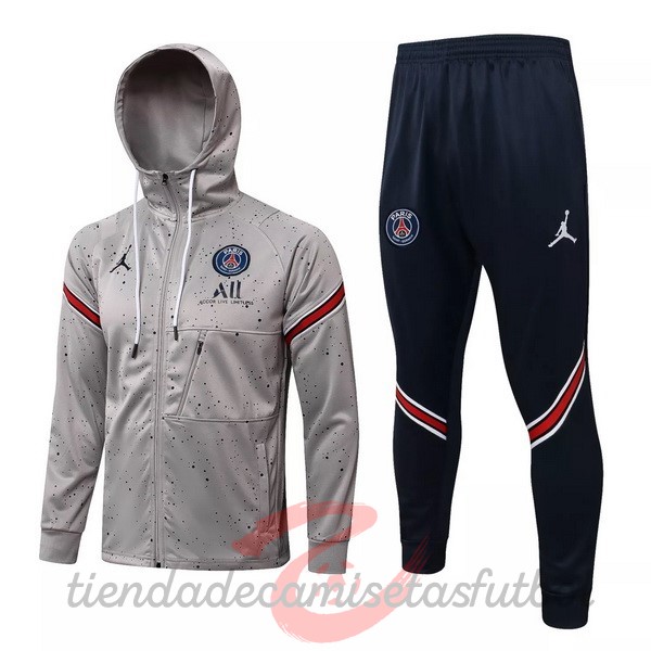 Chaqueta Con Capucha Paris Saint Germain 2021 2022 Gris Azul Camisetas Originales Baratas