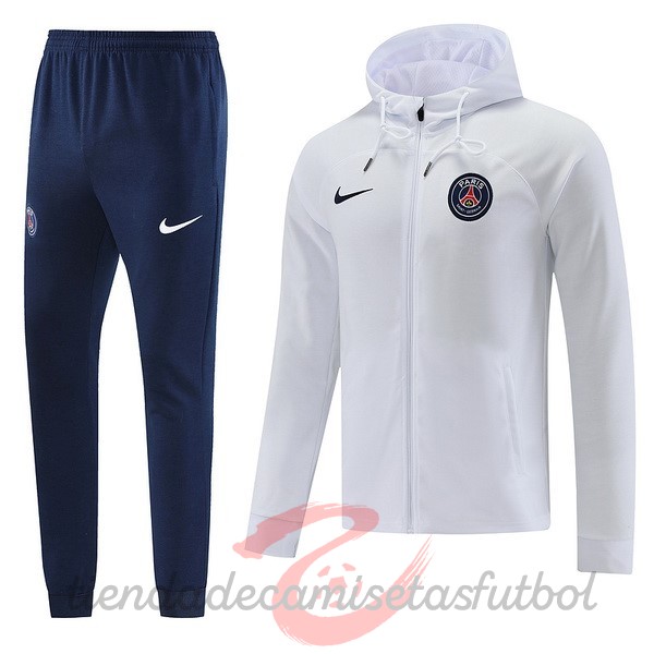 Chaqueta Con Capucha Paris Saint Germain 2022 2023 Blanco II Negro Camisetas Originales Baratas