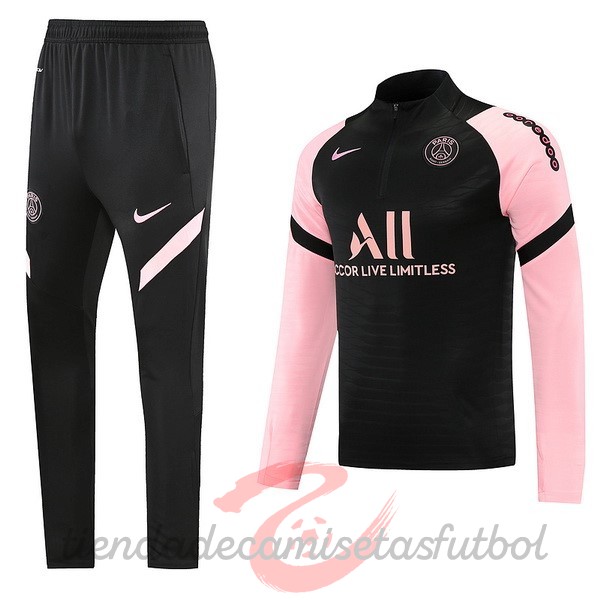 Conjunto Completo Sudadera Entrenamiento Paris Saint Germain 2022 2023 Negro Rosa Camisetas Originales Baratas