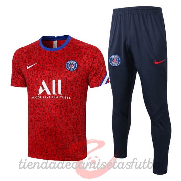 Entrenamiento Conjunto Completo Paris Saint Germain 2020 2021 Rojo Negro Camisetas Originales Baratas