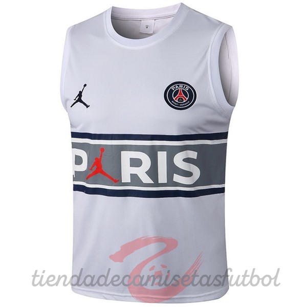 Entrenamiento Sin Mangas Paris Saint Germain 2022 2023 Blanco Gris Camisetas Originales Baratas