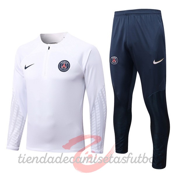 Chandal Niños Paris Saint Germain 2022 2023 Blanco I Azul Camisetas Originales Baratas