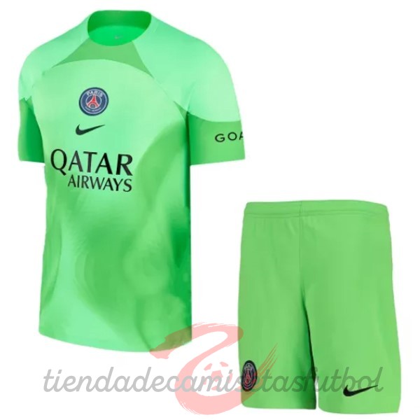 Portero Conjunto De Niños Paris Saint Germain 2022 2023 Verde Camisetas Originales Baratas