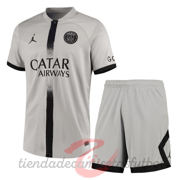 Segunda Conjunto De Niños Paris Saint Germain 2022 2023 Gris Camisetas Originales Baratas