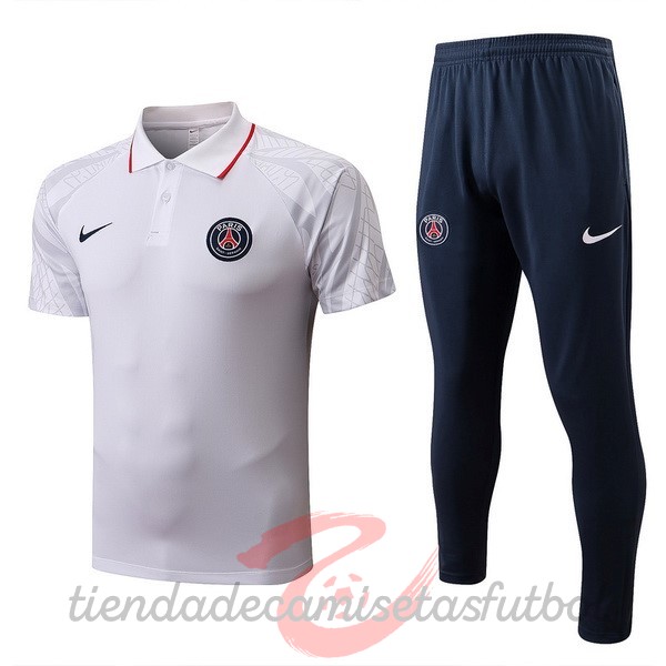 Conjunto Completo Polo Paris Saint Germain 2022 2023 Blanco Azul Marino Camisetas Originales Baratas