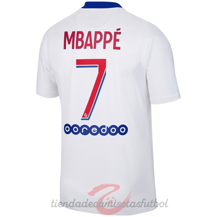 NO.7 Mbappe Segunda Camiseta Paris Saint Germain 2020 2021 Blanco Camisetas Originales Baratas