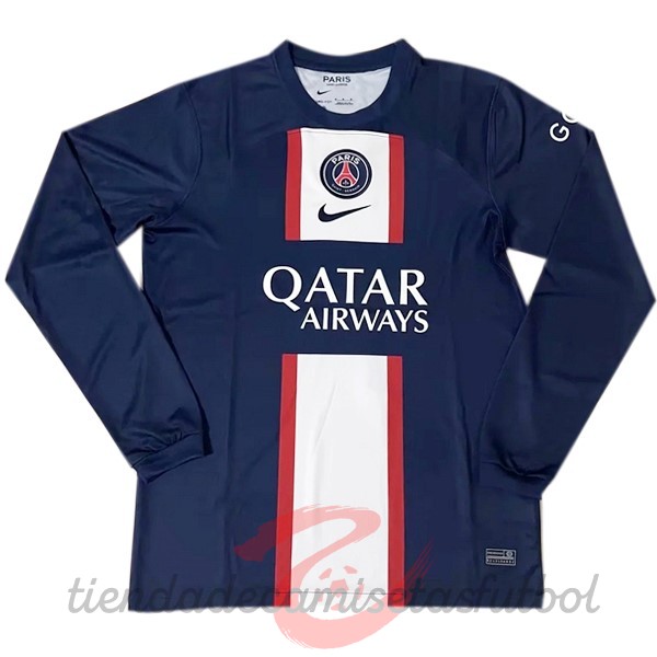 Tailandia Casa Manga Larga Paris Saint Germain 2022 2023 Azul Camisetas Originales Baratas